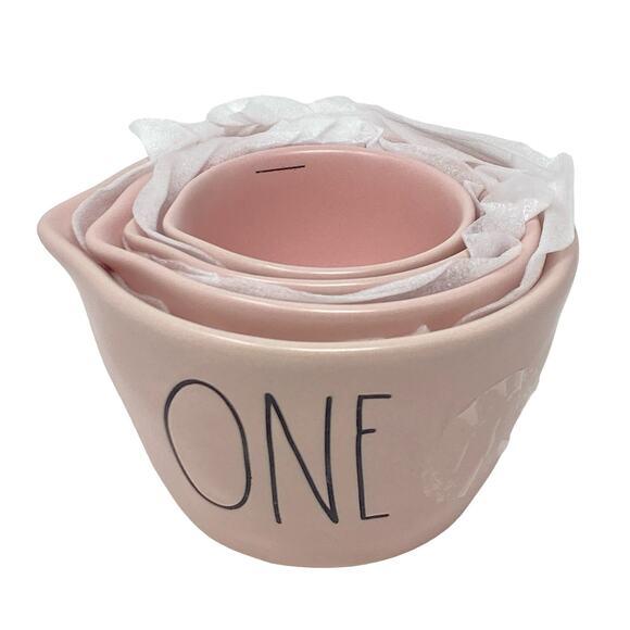 Rae Dunn Other - Rae Dunn Farmhouse Light Pink Ceramic Four Set Measuring Cups Baking Cooking